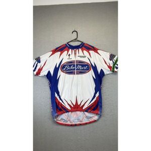 Canari Shirt Mens 2XL Red White Blue Cycling Jersey Team Bike Mart Made USA